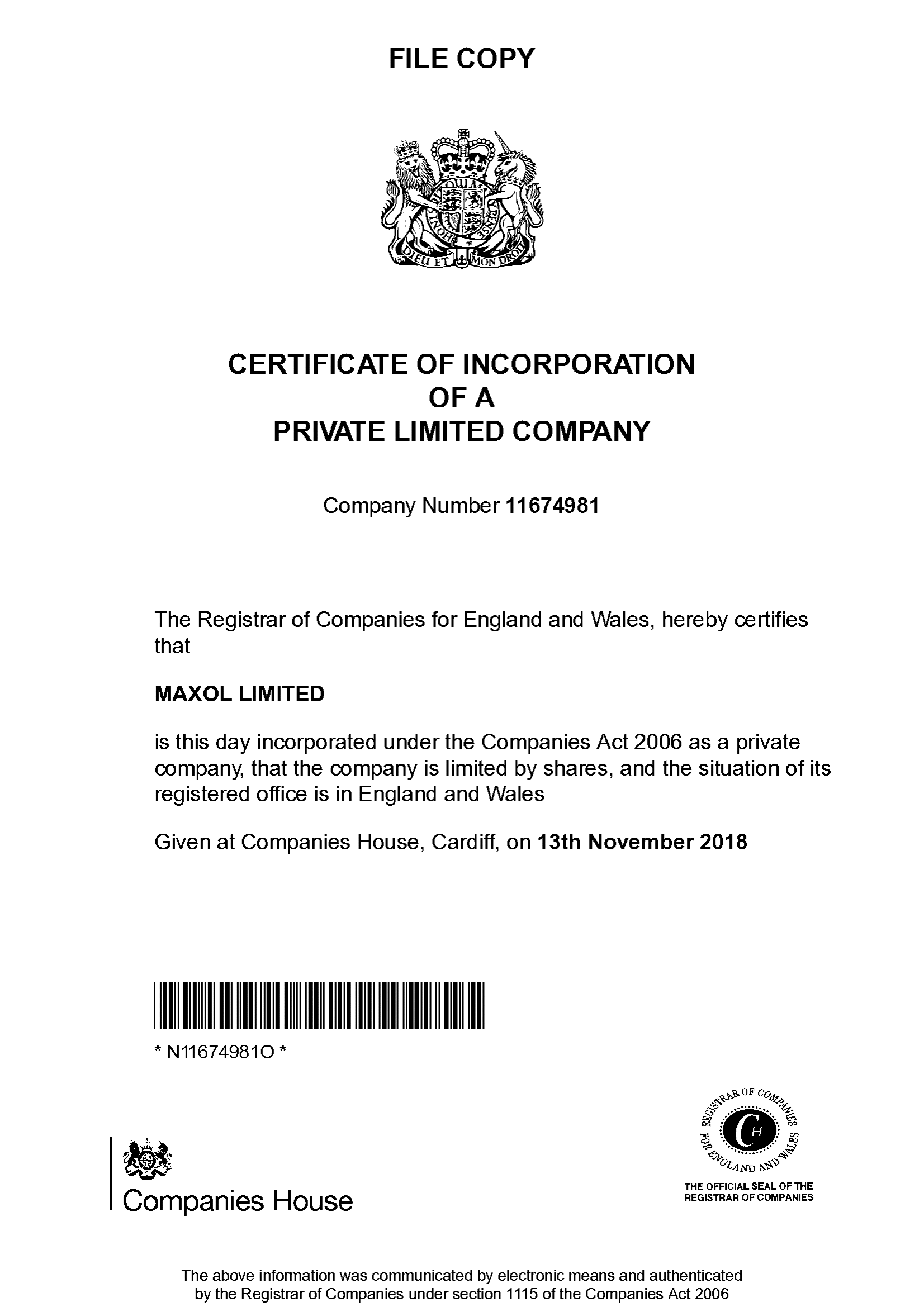 certificate